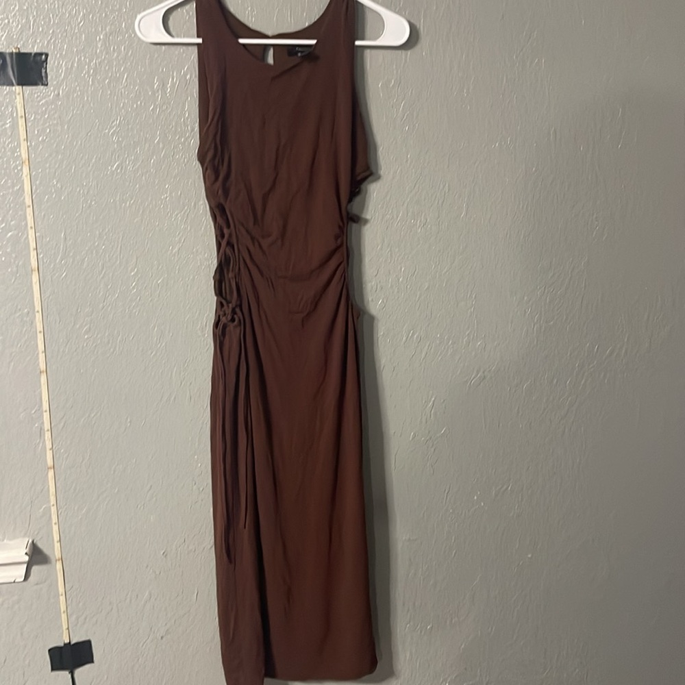 Brown Ruched Sleeveless Dress Rick Owens
